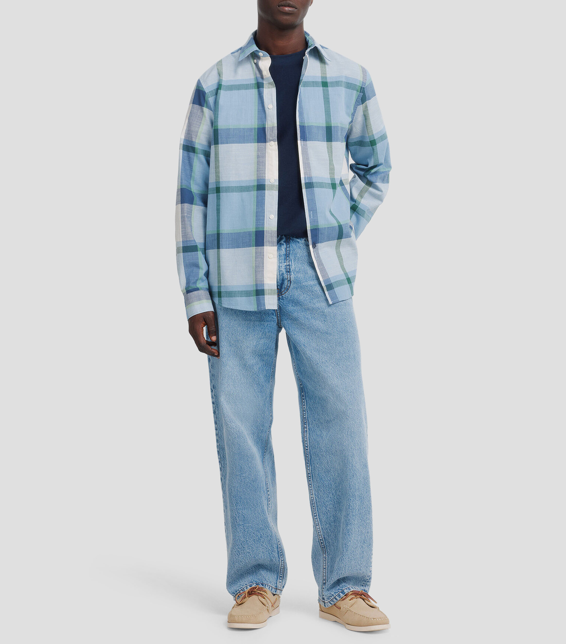 Camisa cuadros manga larga Hombre